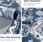 VK VK·LIVING Round Washable Rug 5'Ft Vintage Machine Washable Area Rugs with Non Slip Round Rugs for Living Room Bedroom Traditional Woven Carpet Stain Resistant Dining Home Office Boho Rug (Navy)