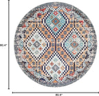 SAFAVIEH Madison Collection 6'7" Round Orange/Beige MAD418P Boho Diamond Distressed Non-Shedding Entryway Foyer Living Room Bedroom Kitchen Area Rug