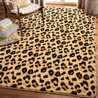 Amearea Soft Leopard Runner Rugs for Hallway, 2x6 Feet Cheetah Print Bedroom Bedside Rugs, Washable Fluffy Indoor Animal Runner Rug Carpet for Entrance Kitchen Kids Teen Room Living Room Decor, Khaki