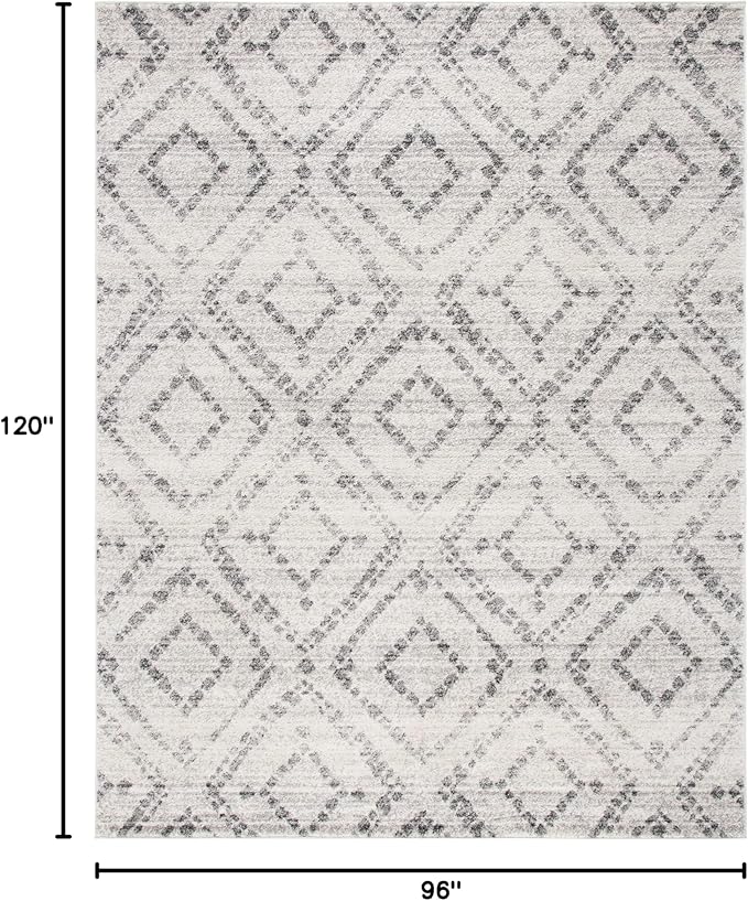 SAFAVIEH Area Rug 8x10 - Adirondack Collection - Large - Light Grey & Grey, Geometric Trellis Pattern, Non-Shedding & Easy Cleaning, Ideal for Living Room, Bedroom, Office, Dining Space (ADR131C)