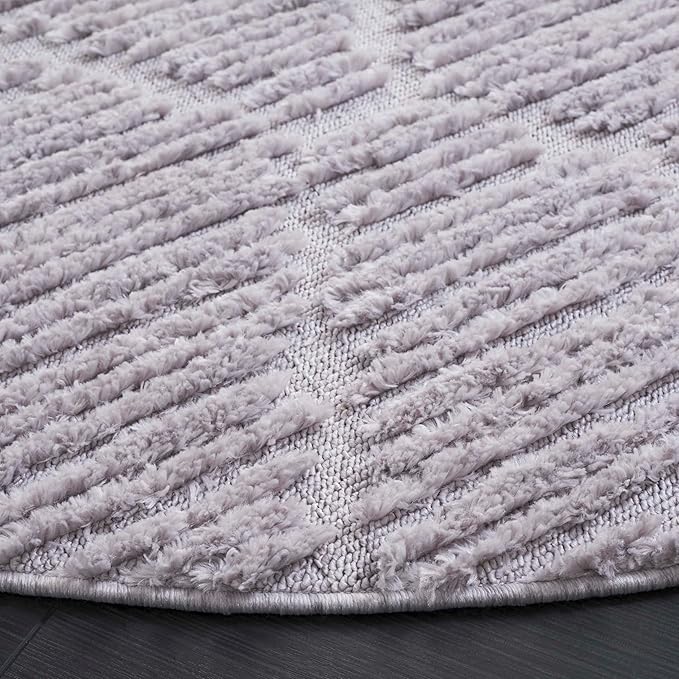SAFAVIEH Marrakesh Collection Area Rug - 6'7" Round, Grey, Geometric Design, Ideal for High Traffic Areas in Living Room, Bedroom, Dining (MRK517F)