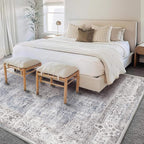 Area Rug 6'x9' Washable Vintage Traditional Floor Cover Thin Retro Kitchen Indoor Distressed Non Slip Carpet for Living Room Bedroom Dining Room
