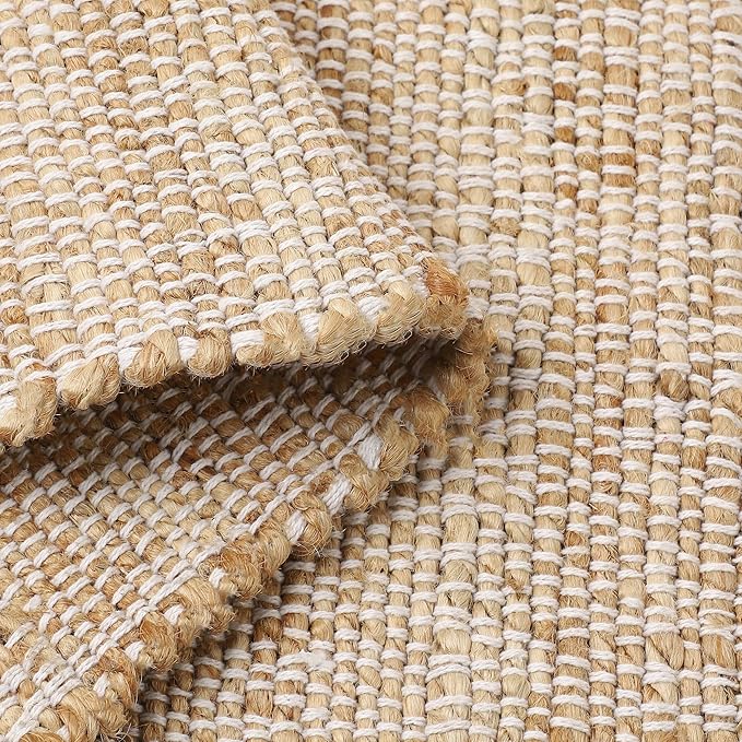 REDEARTH · Jute Cotton Area Rug - 8'x10' Rectangular Rug, Sustainable Handwoven, Non-Shedding, Soft & Durable – Reversible, Neutral Tones for Home Décor in Living Room, Dining Room, Bedroom