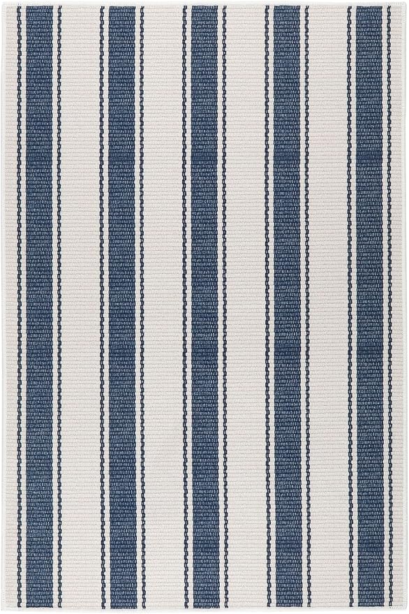 Dash & Albert Awning Stripe Blue Machine Washable Rug, 3 X 5 Feet, Blue Stripe Pattern