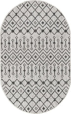 Unique Loom Outdoor Trellis Collection Area Rug - Tribal Trellis (3' 3" x 5' 3" Oval, Gray/ Black)