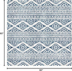 SAFAVIEH Tulum Collection Area Rug - 5' Square, Ivory & Navy, Moroccan Boho Tribal Design, Non-Shedding & Easy to Clean, Ideal for Living Room, Bedroom, Dining Space (TUL272D)