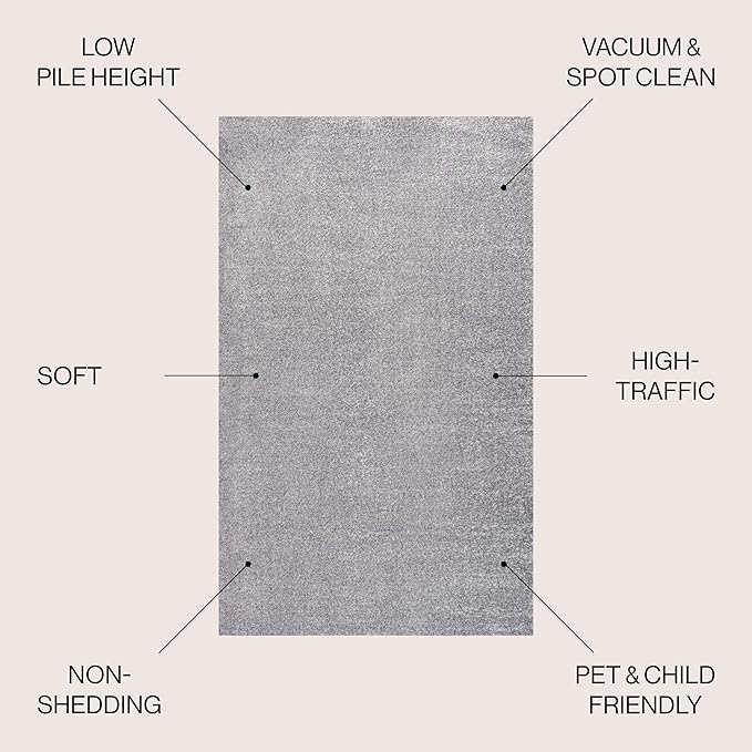 JONATHAN Y Haze Solid Low-Pile Gray 8' Round Indoor Area Rug, Coastal,Bohemian,Minimalist,Classic, Easy-Cleaning for Living Room,Bedroom,Kitchen,Pet Friendly,Non-Shedding (SEU100A-8R)