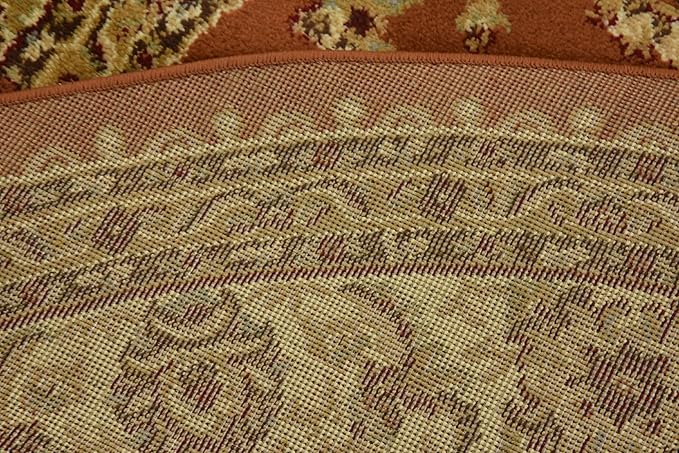 Unique Loom Voyage Collection Traditional Oriental Classic Intricate Design Area Rug (6' 0 x 6' 0 Round, Terracotta/Ivory)