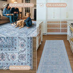 Fame Living Washable Area Rug. Modern Farmhouse. Vintage. Turkish. Bohemian. Distressed. Oriental. Traditional. Rugs for Living Room. Dining. Bedroom. Office. Entryway. Foyer. (866CBl, 7'5" x 9'8")