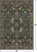 Washable 4x6 Area Rug for Living Room - Moody Accent Rug for Kitchen, Office, Large Entryway, Rustic Botanical Decor, Non-Slip Low Pile Ultra Soft Carpet