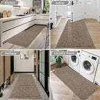 BEQHAUSE Dirt Trapper Door Mat 24" x 60", Non-Slip Washable Doormats Entrance Mat, Dirt Resistant and Absorbent Welcome Mat, Low Profile Floor Mats for Front Back Door and Entryway, Beige