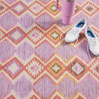 Dash & Albert Rhapsody Spice Machine Washable Rug, 5 X 8 Feet, Red/Purple Graphic Pattern - Premium Luxury Hotel Quality Soft Breathable Hypoallergenic Machine Washable Easy Care All Season