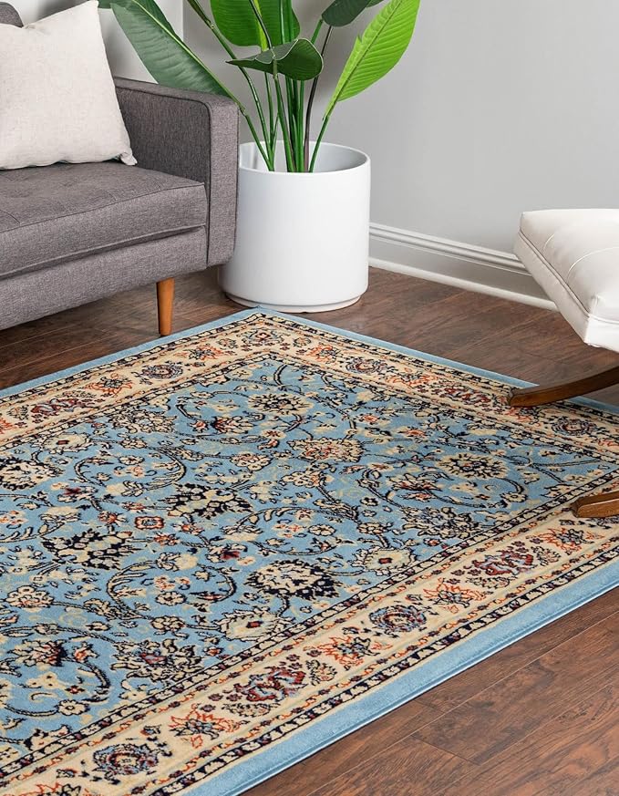 Unique Loom Sialk Hill Collection Area Rug - Washington (2' 2" x 3' 1" Rectangle Light Blue/Navy Blue)