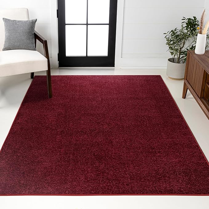 JONATHAN Y Haze Solid Low-Pile Dark Red Indoor Area Rug 3x5, Coastal,Bohemian,Minimalist,Classic, Easy-Cleaning for Living Room,Bedroom,Kitchen,Pet Friendly,Non-Shedding (SEU100Q-3)