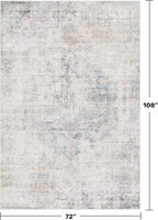 Washable 6x9 Bedroom Rug - Blue Grey Modern Rug for Living Room, Dining Room Table, Non Slip Soft Faded Print Mat