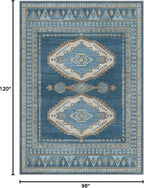 GENIMO Machine Washable 8x10 Area Rugs for Living Room, Non Slip Vintage Rugs, Low Pile Lightweight Chenille Print Rug for Bedroom, Dining Room, Home Office, Navy/Brick
