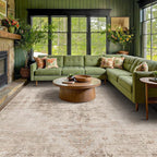 Farmhouse Area Rugs 8x12 for Living Room - Abstract Medallion Rug for Bedroom, Dining Room Under Table, Washable Non Slip, Fade & Stain Resistance