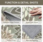 2x3 Washable Small Rug Tropical Botanical Modern Floral Indoor Chenille Door Mat Carpet Non Slip for Patio, Entry Way, Entrance, Porch, Taupe