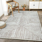 Bloom Rugs Washable Non-Slip 4' x 6' Rug - Brown Striped Area Rug for Living Room, Bedroom, Dining Room, and Kitchen - Exact Size: 4' x 6'