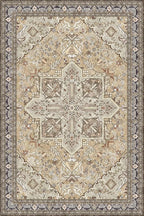 Washable Area Rug 6x9 | Non Slip Area Rug for Living Room, Bedrooms, Dining Room | Ultra-Soft Flannel Carpet Area with Rubber Backing (Olive Brown, 6x9)