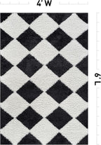 Rugshop Diamond Wave Pattern Shag Area Rug Anthracite Dark Gray 4' x 6' Ideal for Small Living Rooms, Offices, or Beside The Bed