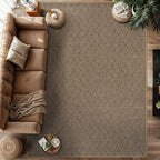 Easy Jute Rugs 10x14 Herringbone Natural Color Living Room Indoor Outdoor Area Rug for Patio and Kitchen Rug High Traffic Washable Easy to Clean Solid Boho Woven Design Carpet (10 x 14)