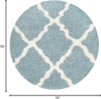 SAFAVIEH Dallas Shag Collection Area Rug - 6' Round, Seafoam & Ivory, Trellis Design, Non-Shedding & Easy Care, 1.5-inch Thick Ideal for High Traffic Areas in Living Room, Bedroom (SGD257C)