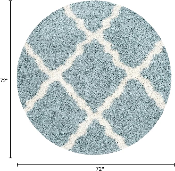 SAFAVIEH Dallas Shag Collection Area Rug - 6' Round, Seafoam & Ivory, Trellis Design, Non-Shedding & Easy Care, 1.5-inch Thick Ideal for High Traffic Areas in Living Room, Bedroom (SGD257C)