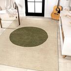 JONATHAN Y Machine Washable Cream/Green Indoor Area Rug 3X5 ft, Cirkel Minimalist Geometric Dot for Living Room, Bedroom, Kitchen, Office, Easy-Cleaning, Pet-Friendly, Non-Shedding WSH113C-3