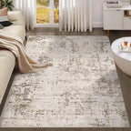 4x6 Area Rug Living Room Rugs - Washable Neutral Modern Abstract Soft Thin Rug Indoor Floor No Slip Rug Carpet for Bedroom Under Dining Table Home Office Decor - Dark Brown