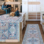 Washable Area Rug. Modern Farmhouse. Vintage. Turkish. Bohemian. Distressed. Oriental. Traditional. Rugs for Living Room. Dining. Bedroom. Office. Entryway. Foyer. (861NT, 2'5" x 6'5")