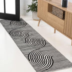 JONATHAN Y Hallie High-Low Curve Black/White 2x8 Indoor Runner Rug, Minimalist Geometric, Modern, Non-Shedding, Stain Resistant for Bedroom, Living Room, Kitchen (SCN100F-28)
