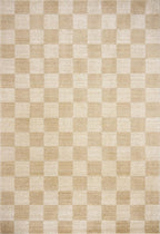 Loloi Chris Loves Julia Calvin Collection CLV-01 Wheat/Ivory 3'-6" x 5'-6" Accent Rug Checkered Neutral Soft Living Room Bedroom Carpet