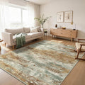 GENIMO Abstract Area Rug 6x9, Washable Large Modern Rug Non Slip, Low Pile Lightweight Soft Carpet for Living Room, Bedroom, Dining Room, Orange Green