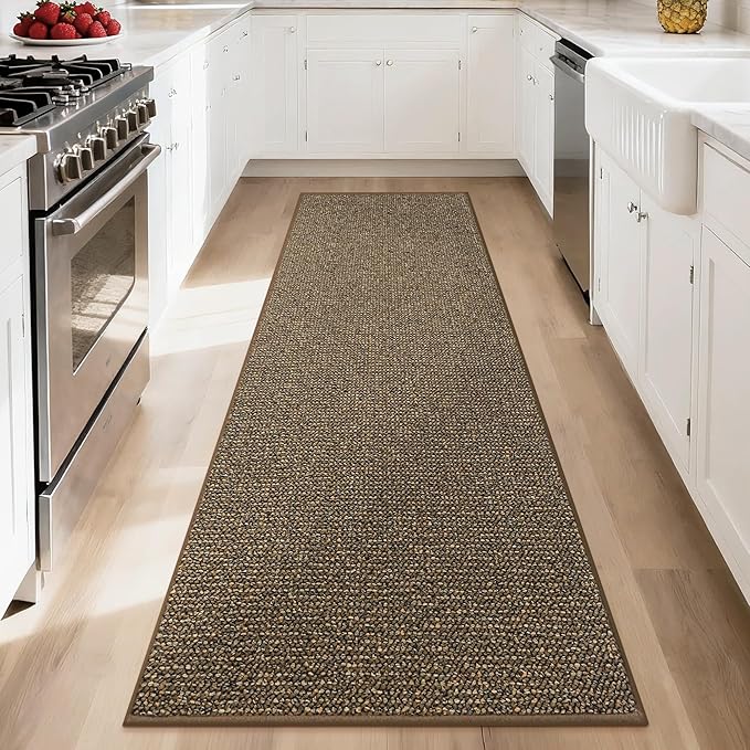 BEQHAUSE Hallway Runner Rugs 2x8, Hallway Rug Non-Slip Washable(Rolled-Up NO Creases), Runner Rug Absorbent Stain Resistant Hall Rug Carpet Runner, Entryway Rugs Floor Mat Laundry Room Rugs, Brown