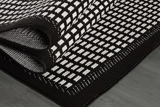 Beverly Rug Micro Loop Area Rug Black/White 8x10 Geometric Modern Luxury Zebra Durable Soft Indoor Rugs for Living Dining Room Office Stain Resistant Non Shedding Casual Indoor Carpet 8 x 10