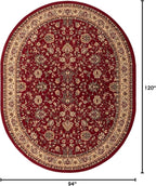 Unique Loom Sialk Hill Collection Area Rug - Washington (7' 11" x 10' Oval Burgundy/Cream)