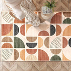 MUJOO 3x5 Rug Washable,Boho Area Rugs for Bedroom Entryway Living Room Bedside,Small Throw Floor Carpet Non Slip Soft Indoor Modern Abstract Bohemian Terracotta