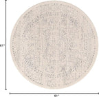 Unique Loom Isabella Collection Area Rug - Adjani (5' 1" Round, White/ Blue)