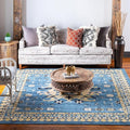 Unique Loom Taftan Collection Border Geometric Tribal Inspired Design Area Rug, 8 ft, Light Blue/Gold