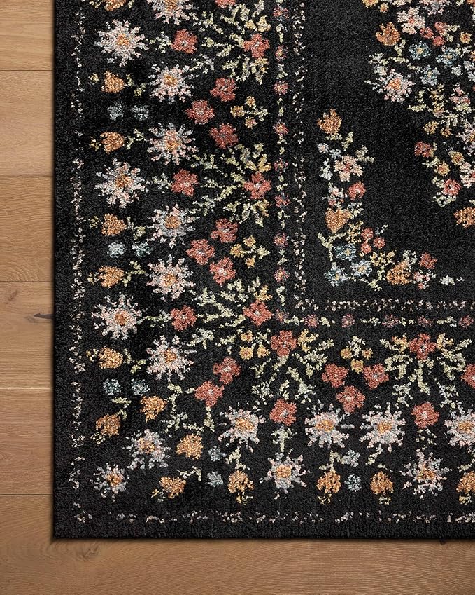 Loloi Rifle Paper Co. Laurel Collection LAU-02 Black 7'-10" x 10' Area Rug