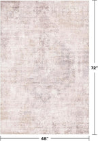 Washale Modern Bedroom 4x6 Area Rugs - Pink and Grey Rug for Living Room, Kitchen, Non Slip & Soft, Medallion Distressed Print Pattern