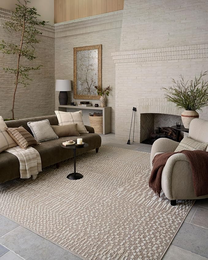 Loloi Amber Lewis Bexley Collection BEX-01 Natural/Birch 2'-7" x 4' Accent Rug Neutral, Textured, Living, Bedroom, Dining, Carpet