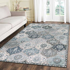 Lahome Moroccan Trellis Washable Area Rug, 5x7 Rugs for Living Room Bedroom, Indoor Non-Slip Oriental Accent Throw Large Carpet for Kitchen Entryway Bathroom Office, Blue