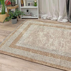 Alfa Rich 4x6 Beige Cream Washable Area Rugs for Living Room Bedroom Kitchen Cotton Pet Friendly Rug