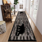 Rustic Cabin Runner Rug, 2x6ft, Vintage Lodge Wood Grain Wild Animal Black Bear Print Long Hallway Rug, Non-Slip Washable Carpet with Rubber Backing for Hallway Walkway Entry Foyer
