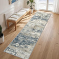 GENIMO Runner Rug Non Slip 2'6"x8', Washable Rug Runner for Hallways Kitchen, Abstract Modern Kitchen Rugs, Low Pile Lightweight Carpet Runners for Entryway, Bedroom, Laundry, Navy Blue