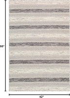 Mark&Day Wool Rugs, 4x6 Marvelle Global Medium Gray Area Rug, Black Ivory Carpet for Living Room, Bedroom or Kitchen (3'6" x 5'6")