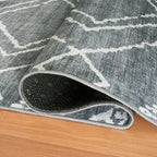 ReaLife Rugs Machine Washable Area Rug - Living Room Bedroom Bathroom Kitchen Entryway Office - Padded Low Pile Stain Resistant Premium - Moroccan Diamond Tribal - Jax - Gray 7'6" x 9'6"