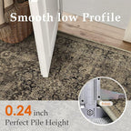 HUGEAR 2x3 Entryway Area Rug Retro Brown Small Rug Machine Washable Door Mat Vintage Floral Low Pile Carpet Distressed Throw Rug Entrance Kitchen Bathroom Bedroom Office Non Slip Soft Lightweight